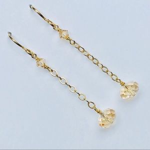 14K GF drop earrings with champagne Swarovski